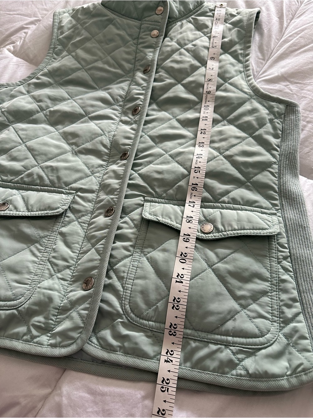 Kenar Quilted Sleeveless Vest in Mint Green size large - Picture 5 of 12